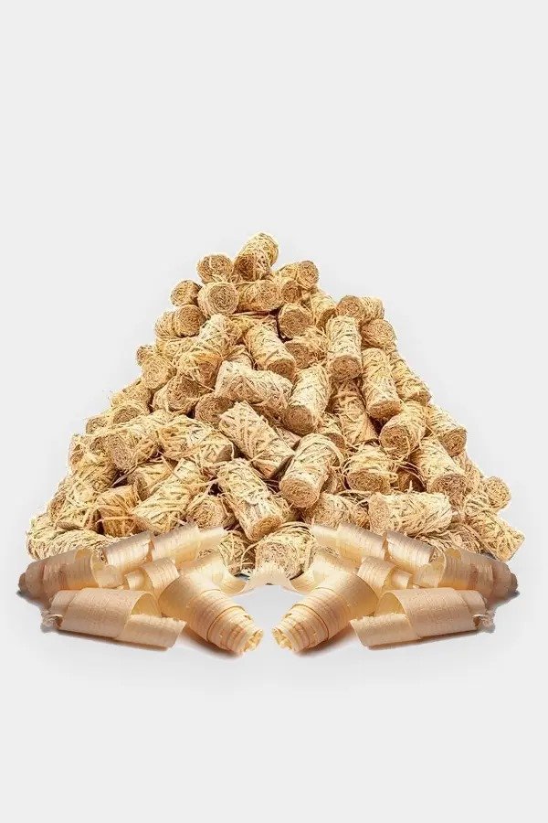 Bio-Holzwolle Kaminanzünder wachsgetränkt geruchsneutral (1 kg Karton — ca. 80 Stück)
