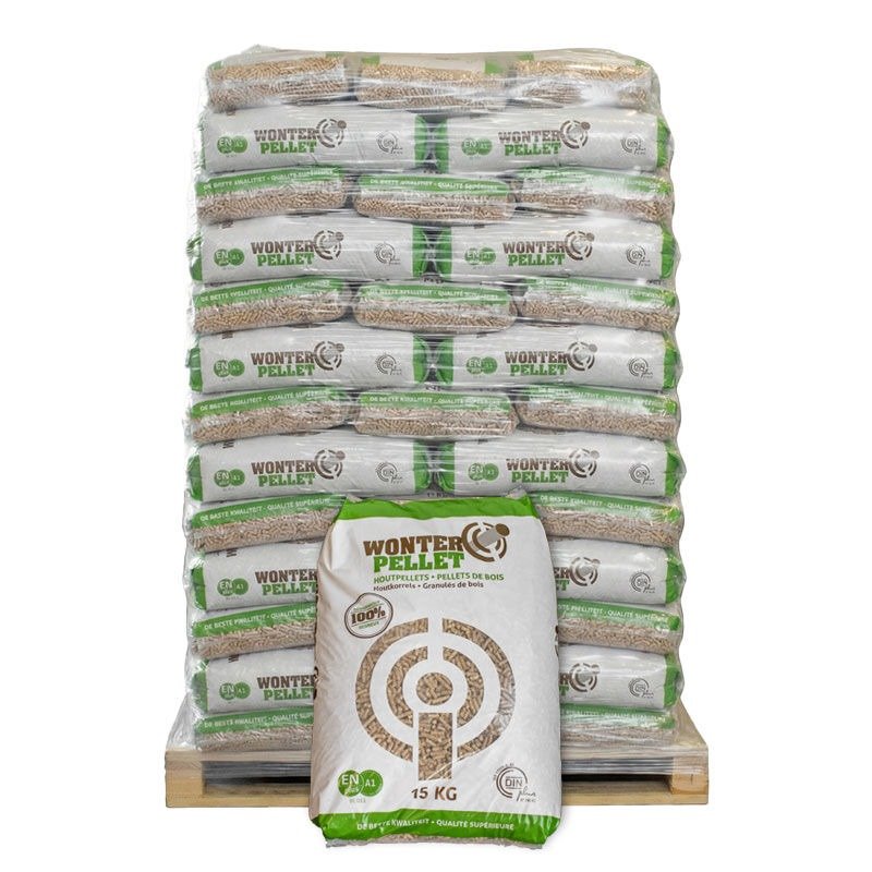 Holzpellets ENplus A1 zertifiziert aus 100% Nadelholz (Palette 66 Säcke — 990 kg)