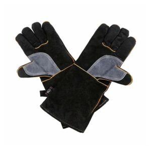 Hitzefeste Spaltleder-Kaminhandschuhe verstärkt (geprüft bis 500 °C Hitzeschutz)