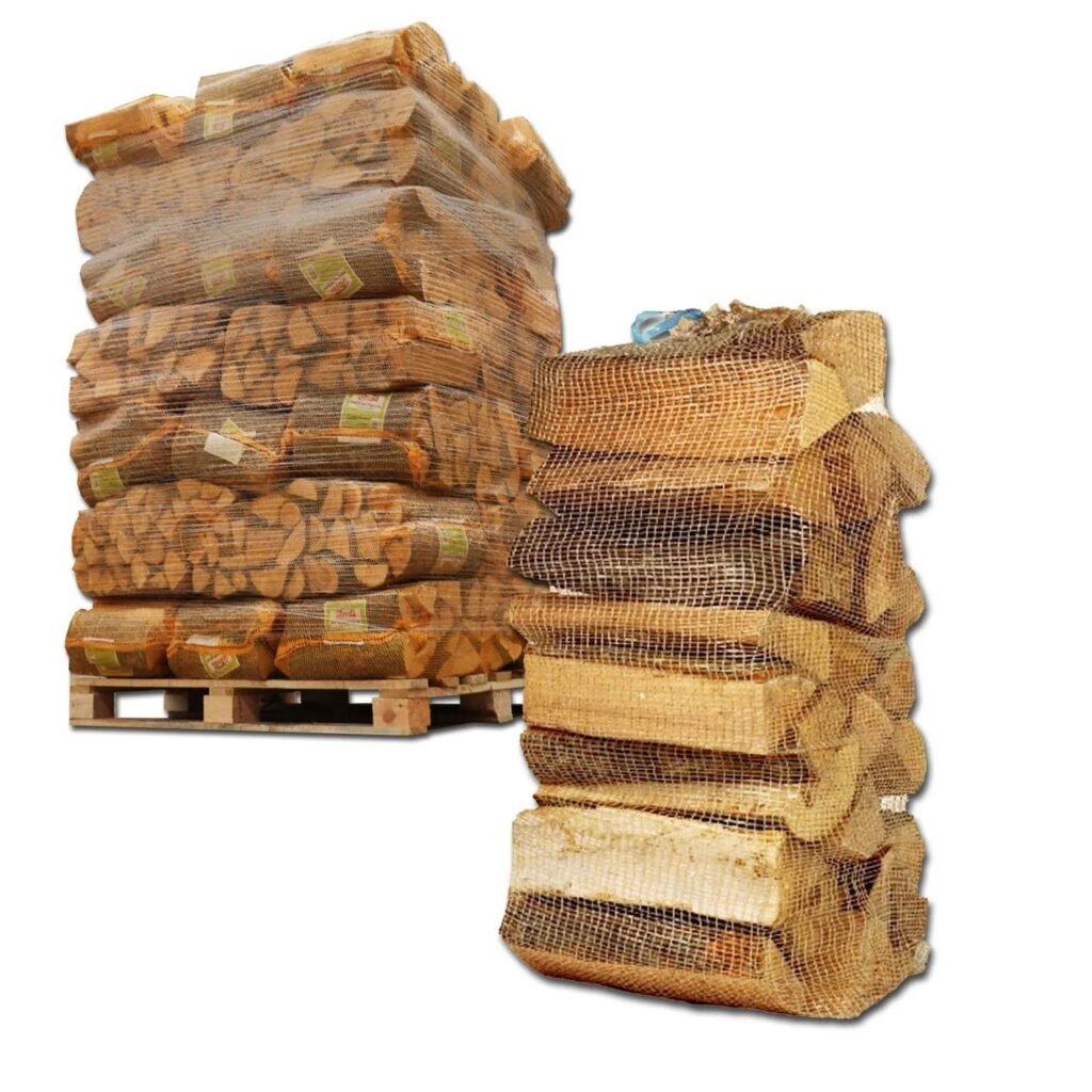 Palette 40 Netzsäcke Hartholz-Ofenholz Eiche & Buche (880 Liter Vorrat)