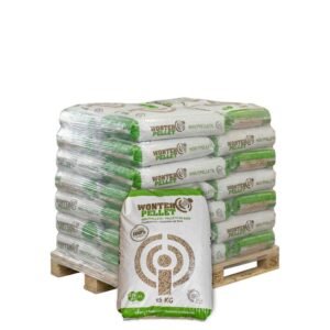 Halbpalette DINplus Heizpellets ascharm & staubfrei (33 Säcke — 495 kg)