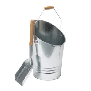 Feuerverzinkter Ascheeimer mit dichtem Deckel & Metallascheschaufel